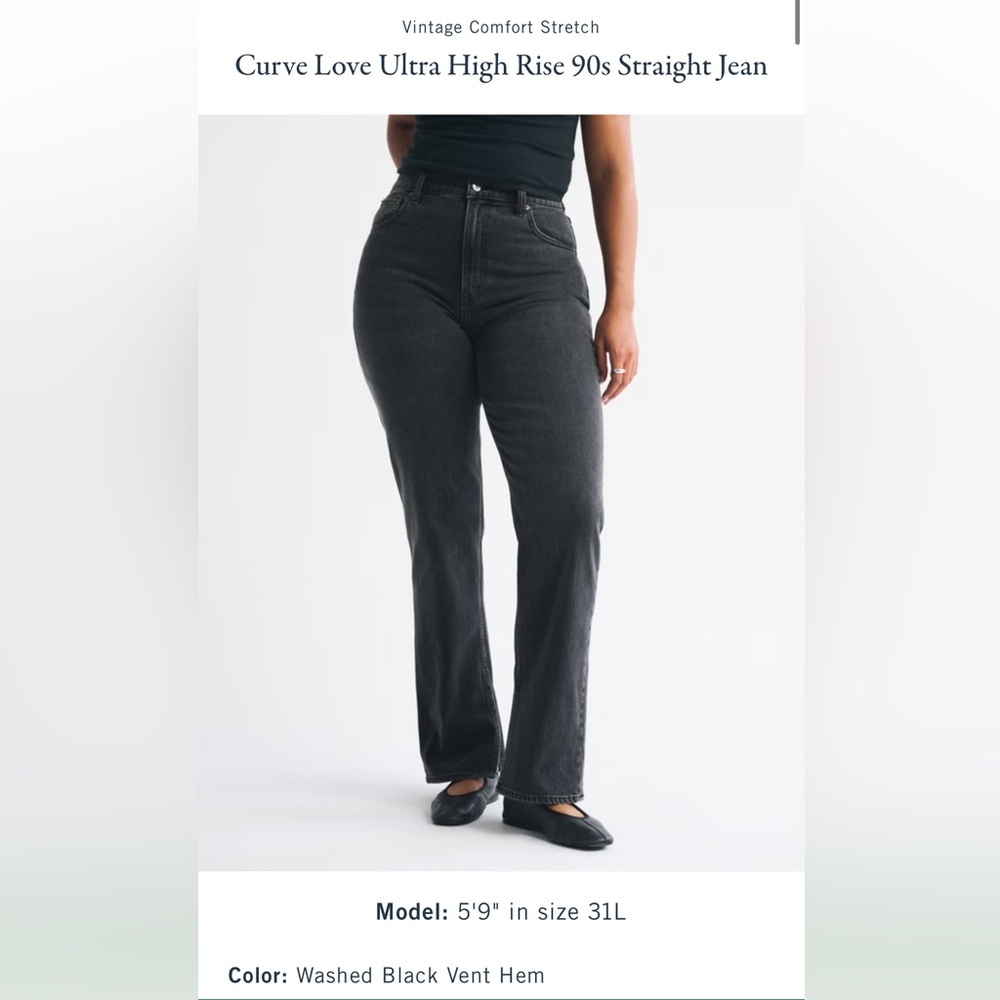 Abercrombie & Fitch Women's Curve Love Ultra High Rise 90s Straight Jean